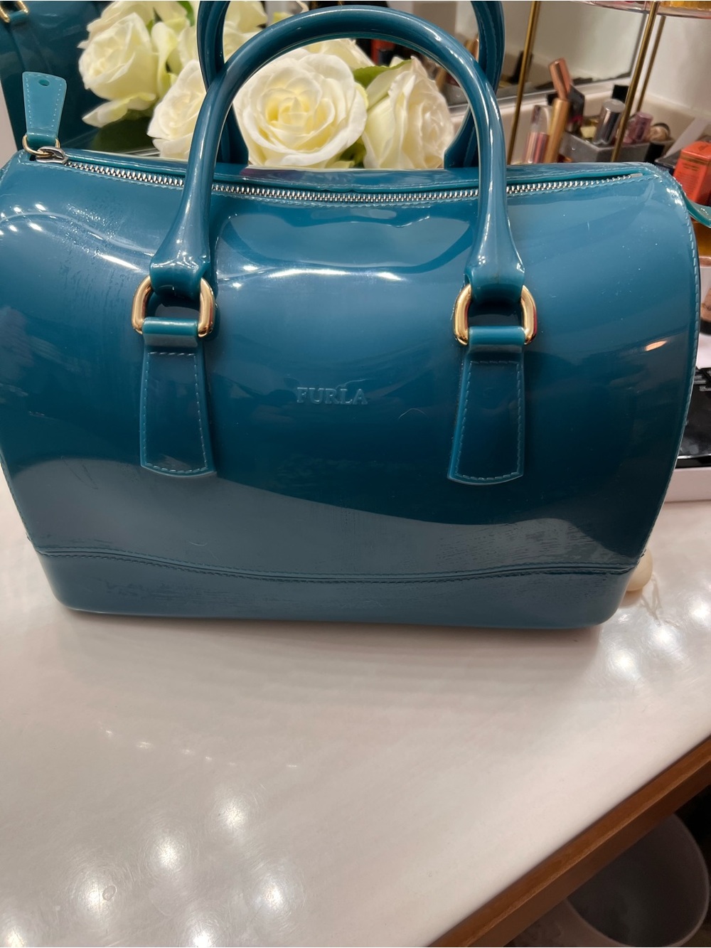 Furla Teal Jelly Bag with Pouch - Picture 7 of 16